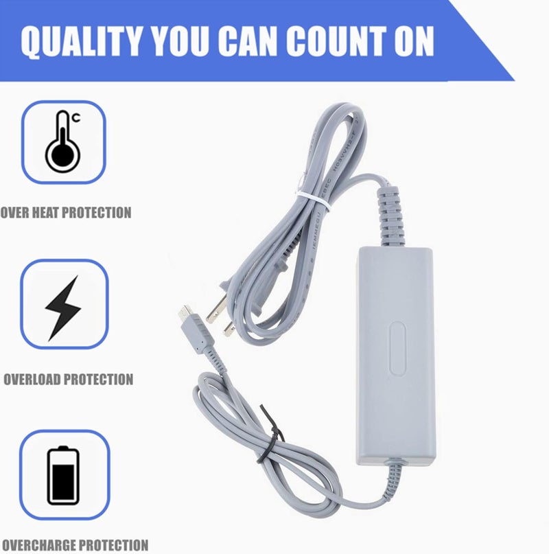 CJP-Geek Home Wall Charger Adapter Power Supply Replacement for Nintendo Wii U Gamepad Grey - Image 2